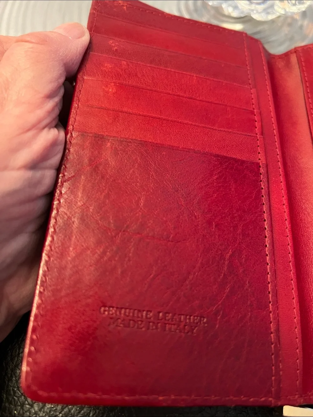 VALENTINA authentic Tulip Women's Red Embossed Leather Wallet
